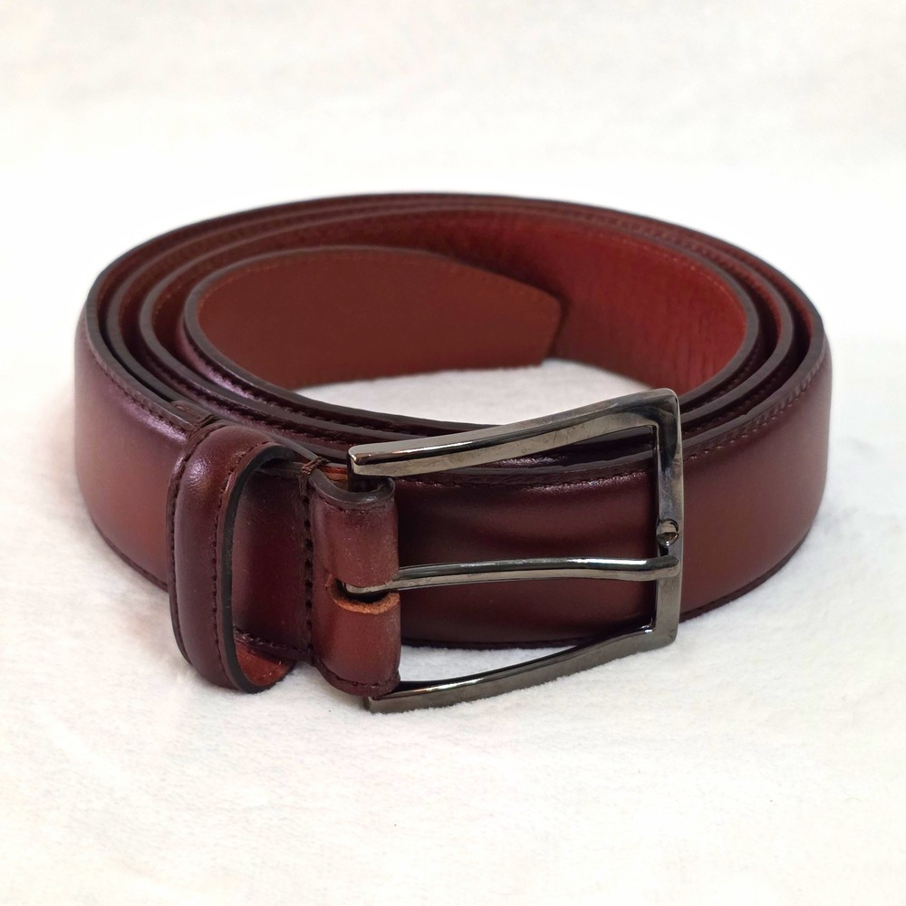 Nordstrom Men's Brown Sepia Genuine Leather Dress Belt Made in Italy Size 46 1.5